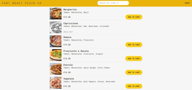 Fast React Pizza Dashboard