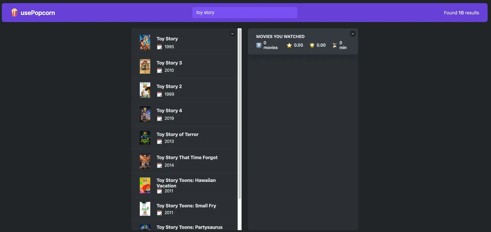 usePopcorn dashboard screenshot